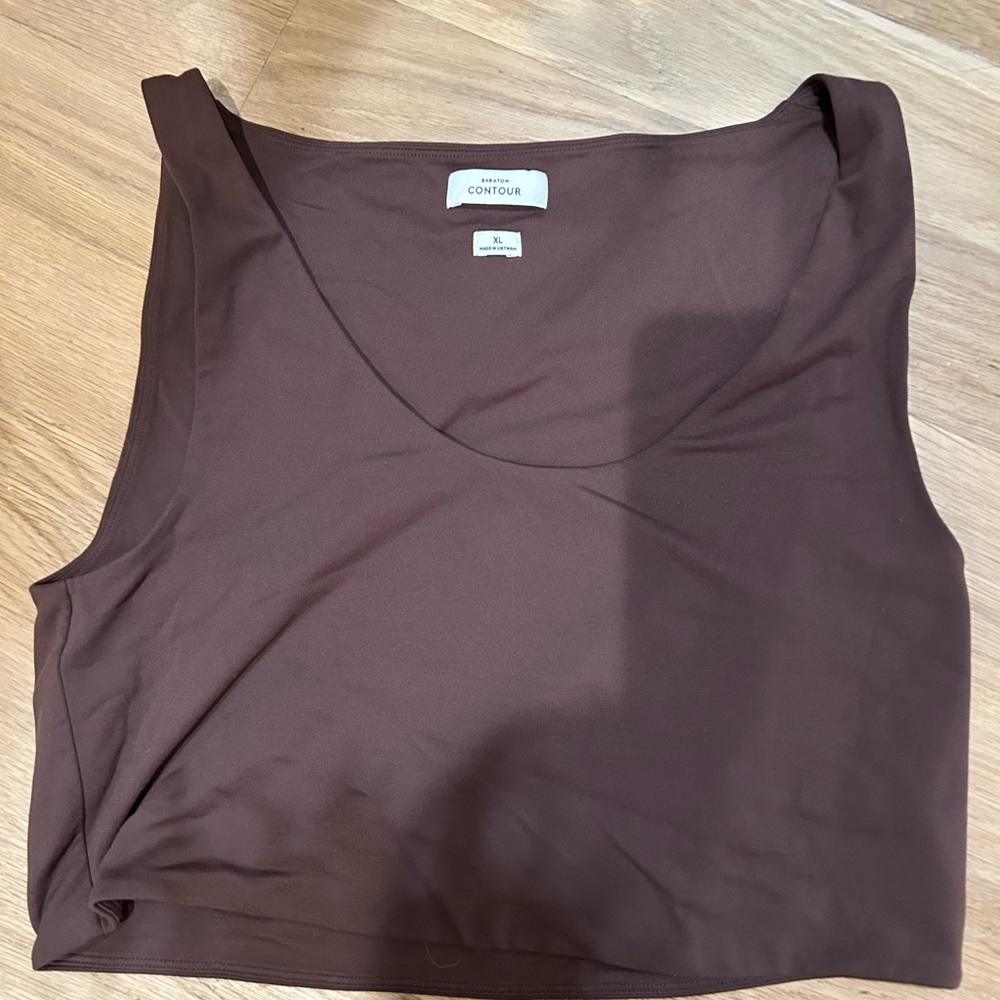 Babaton Contour Cropped Scoop Top, Cocoa, XL